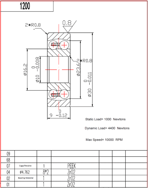 1200 Self aligning Full ceramic ball bearings