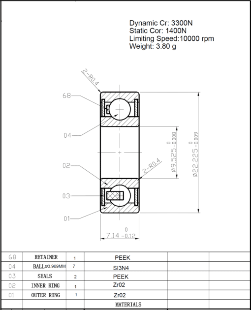 R6 full ceramic bearing